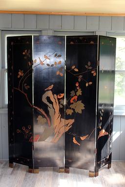 4 panel 6' tall x 16" wide each panel Oriental dressing screen some damage on edges