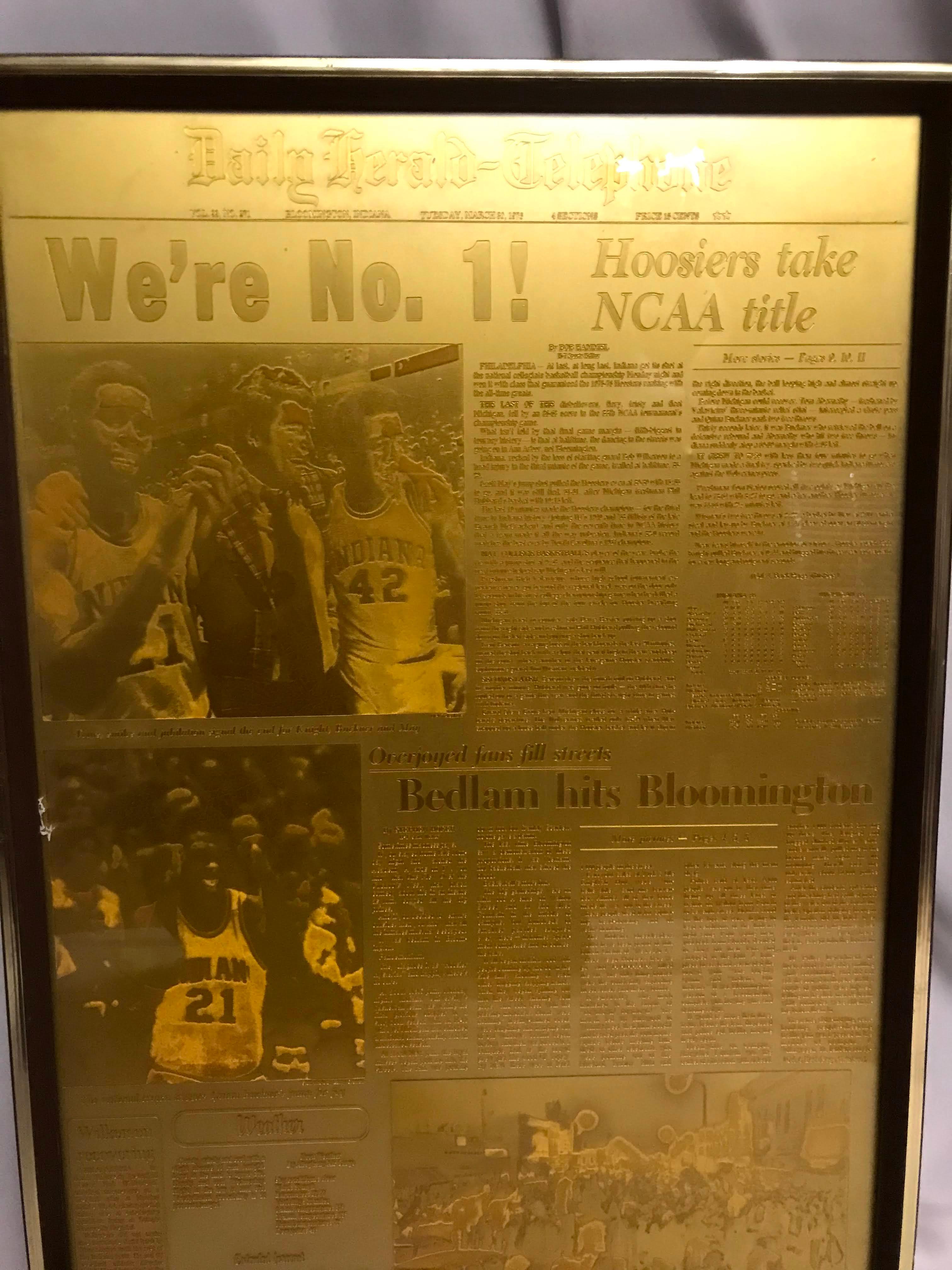 We're NO. 1! Herald Telephone Templete of IU's 1976 NCAA Championship