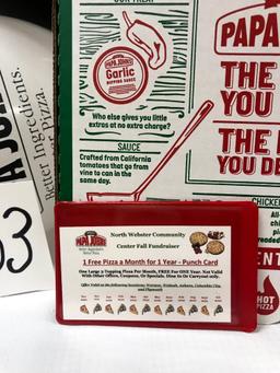 Papa Johns Pizza for a Year- one pizza per month. Donated by Papa Johns Piz