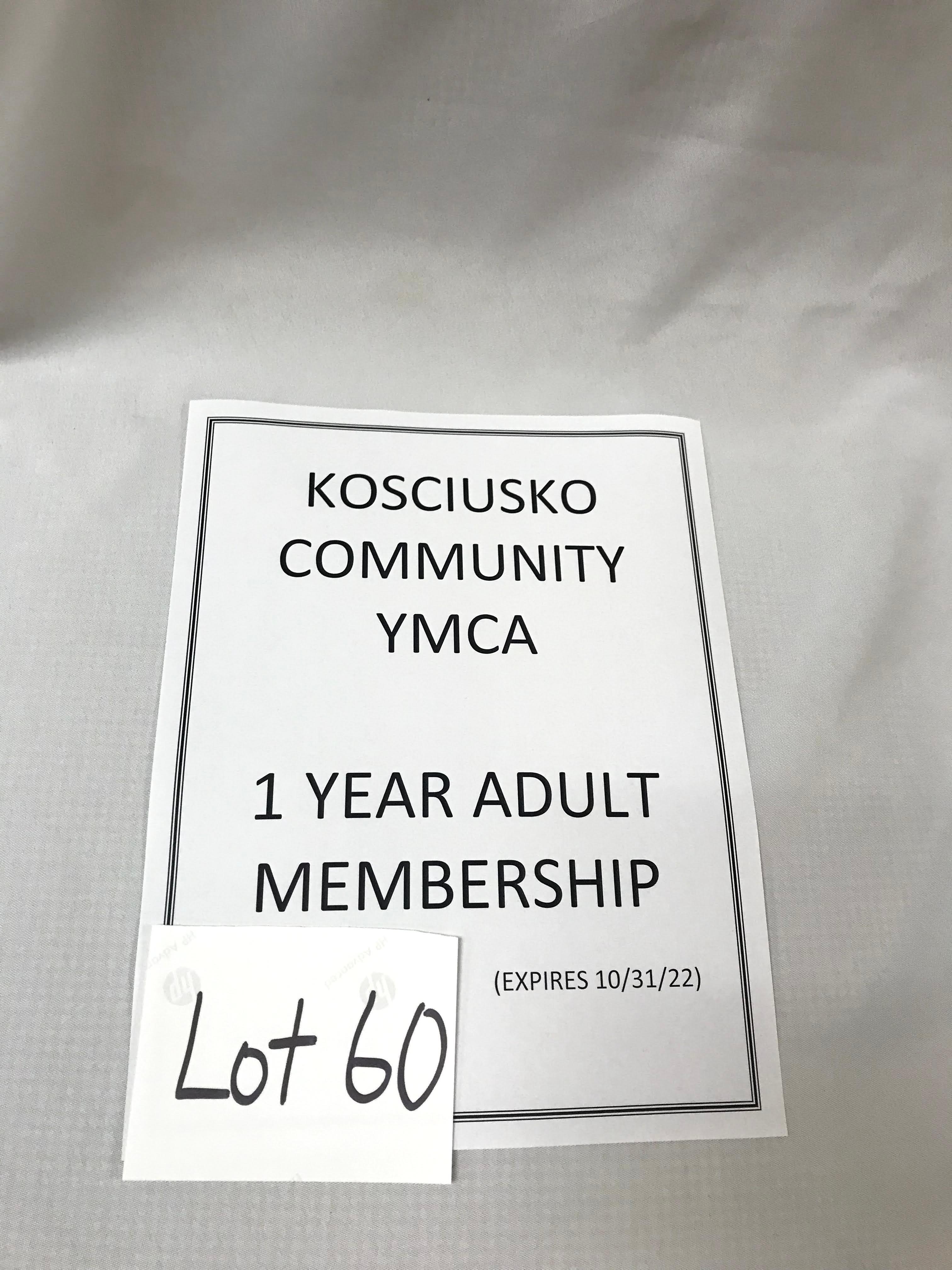 Kosciusko YMCA One Year Membership- Donated by Kosciusko County YMCA