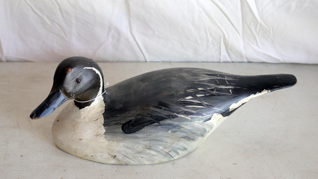 PINTAIL DRAKE WOODEN DECOY, MARKED WPG