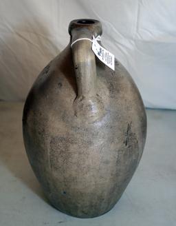 2-GALLON COBALT SALT GLAZE JUG, JEISER BUFFALO NEW YORK, SOME DAMAGE ON FRO