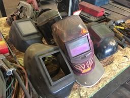 ASSORTED WELDING AND TORCH HELMETS