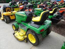 JOHN DEERE 345 MOWER, 54'' DECK, POWER STEERING, HYDRAULIC LIFT, 932 HOURS