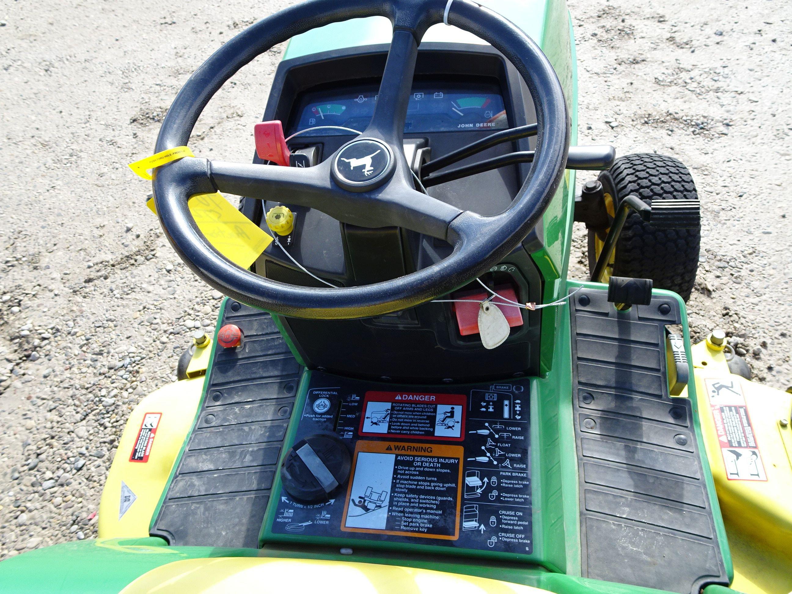 1994 JOHN DEERE 425 RIDING LAWN MOWER, 54'' DECK, 1309 HOURS SHOWING, S/N M