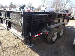 2017 QUALITYSTEEL 14' TANDEM AXLE DUMP TRAILER, 87'' WIDE, 14000 GVWR, REAR