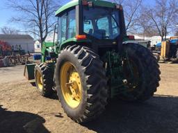 1998 JOHN DEERE 6410 TRACTOR WITH 640 LOADER ATTACHMENT, MFWD, 3PT, NO TOP