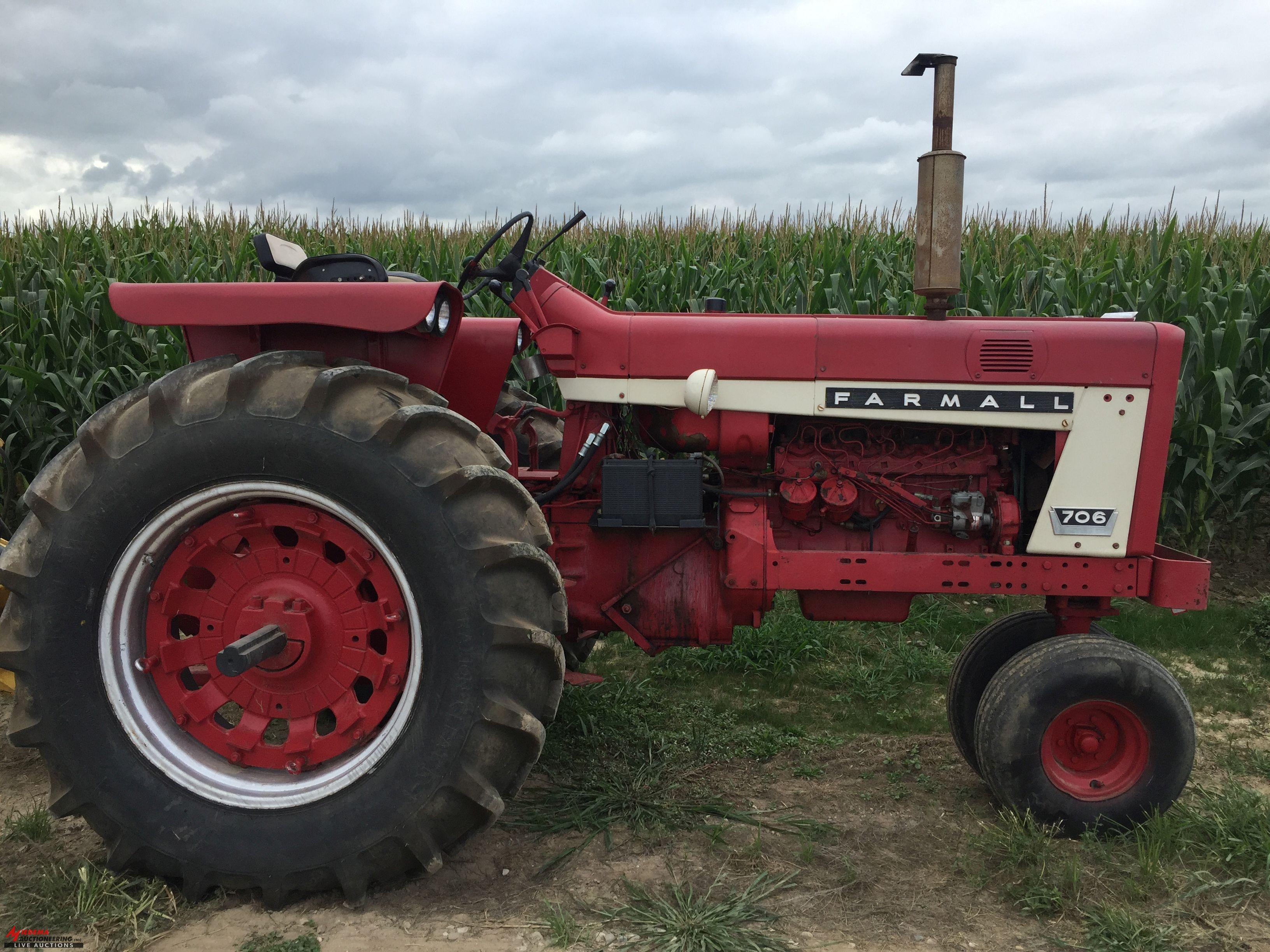 FARMALL 706 TRACTOR, DIESEL, 3PT, PTO, NO TOP LINK, 2 REMOTES, NARROW FRONT