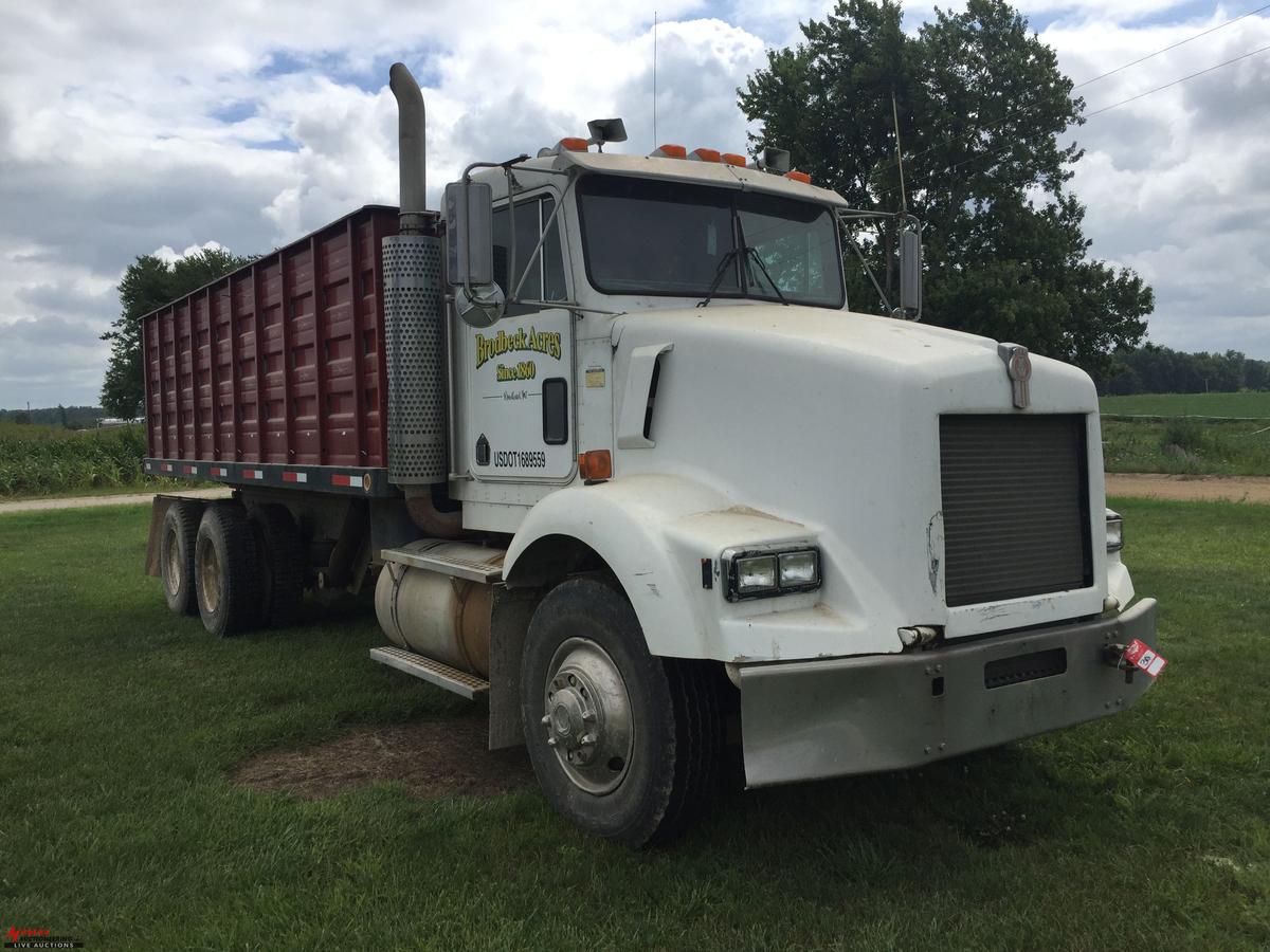 1993 KENWORTH T300 TANDEM AXLE DUMP TRUCK, GRAIN DUMP, DIESEL, CUMMINS L10,