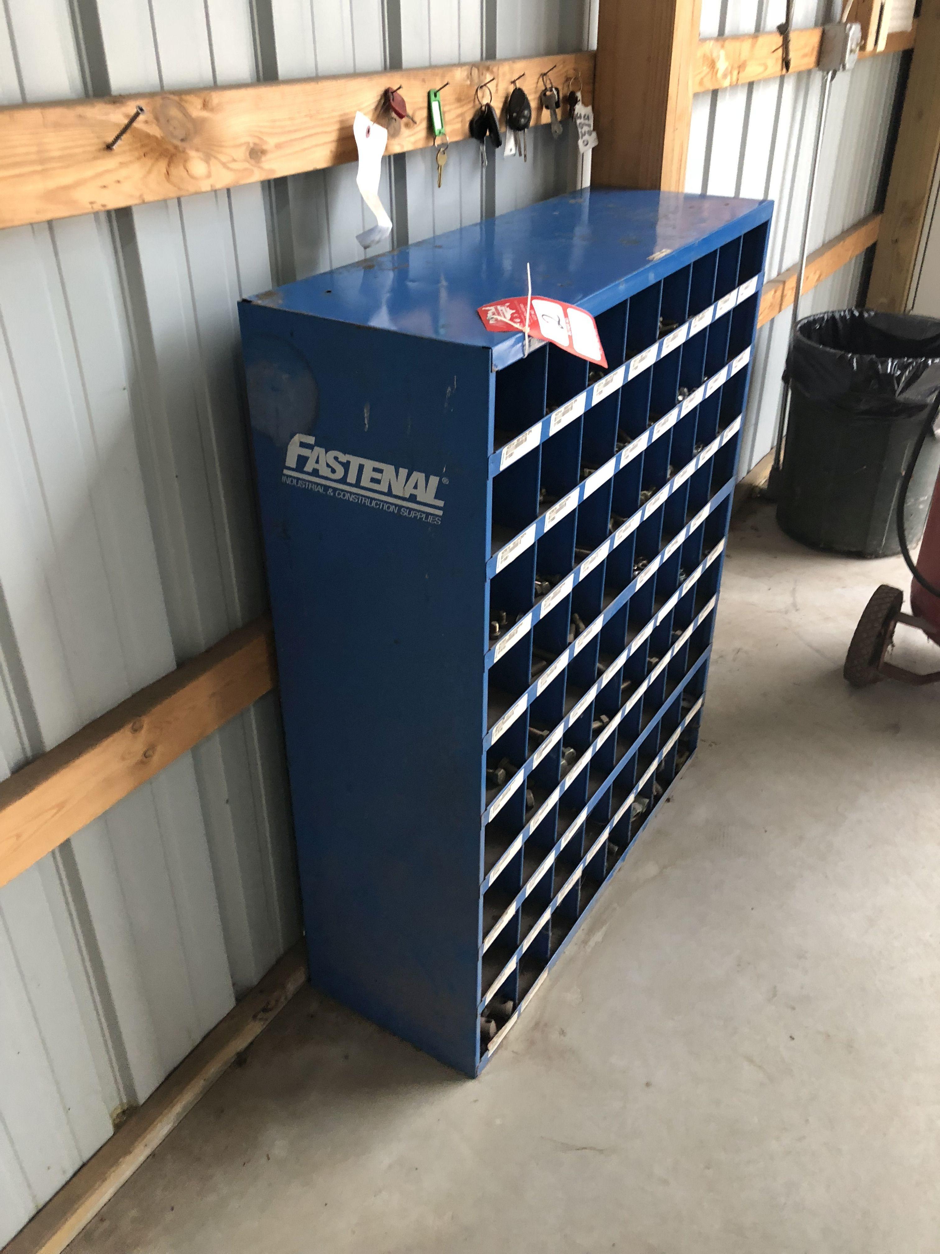 BOLT BIN, 72 COMPARTMENT, 34'' x 12'' x 42'', CONTENTS INCLUDED