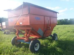 KILLBROS 385 BUSHEL GRAVITY BOX ON KILLBROS 1280 12-TON RUNNING GEAR, 7.5'