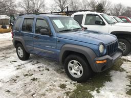 2003 JEEP LIBERTY SPORT, 3.7L GAS ENGINE, AUTOMATIC TRANS, 4x4, CLOTH, POWE