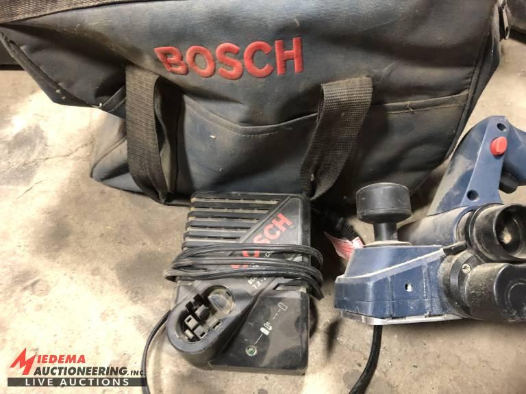 BOSCH 14.4 VOLT CORDLESS PLANER, MODEL 53514, INCLUDES CASE, MANUAL, BAG, CHARGER(1) AND BATTERY (1)