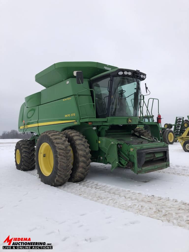 JOHN DEERE 9670 STS COMBINE, CONTOUR MASTER, BULLET ROTOR, 4WD, BIN EXTENSIONS, 2545 ENGINE HOURS,