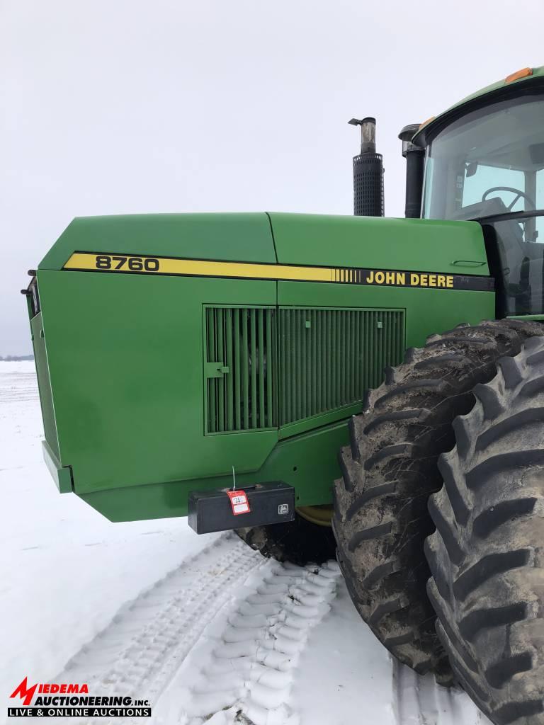 JOHN DEERE 8760 TRACTOR, 4WD, 6382 HOURS, 20.8R42 DUALS, BAREBACK, RADAR, 3 SEV'S, SN: RW87608003351