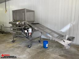 2010 LAKEWOOD 14132 LEAF/STICK SEPARATOR, 32'' X 9' ELEVATING WIRE MESH BELT INFEED CONVEYOR, UP DRA