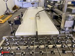 2014 LAKEWOOD 10326-02 PACK OFF TRANSFER CONVEYOR, 27'' X 102'' PLASTIC LINK BELT CONVEYOR, ADJUSTAB