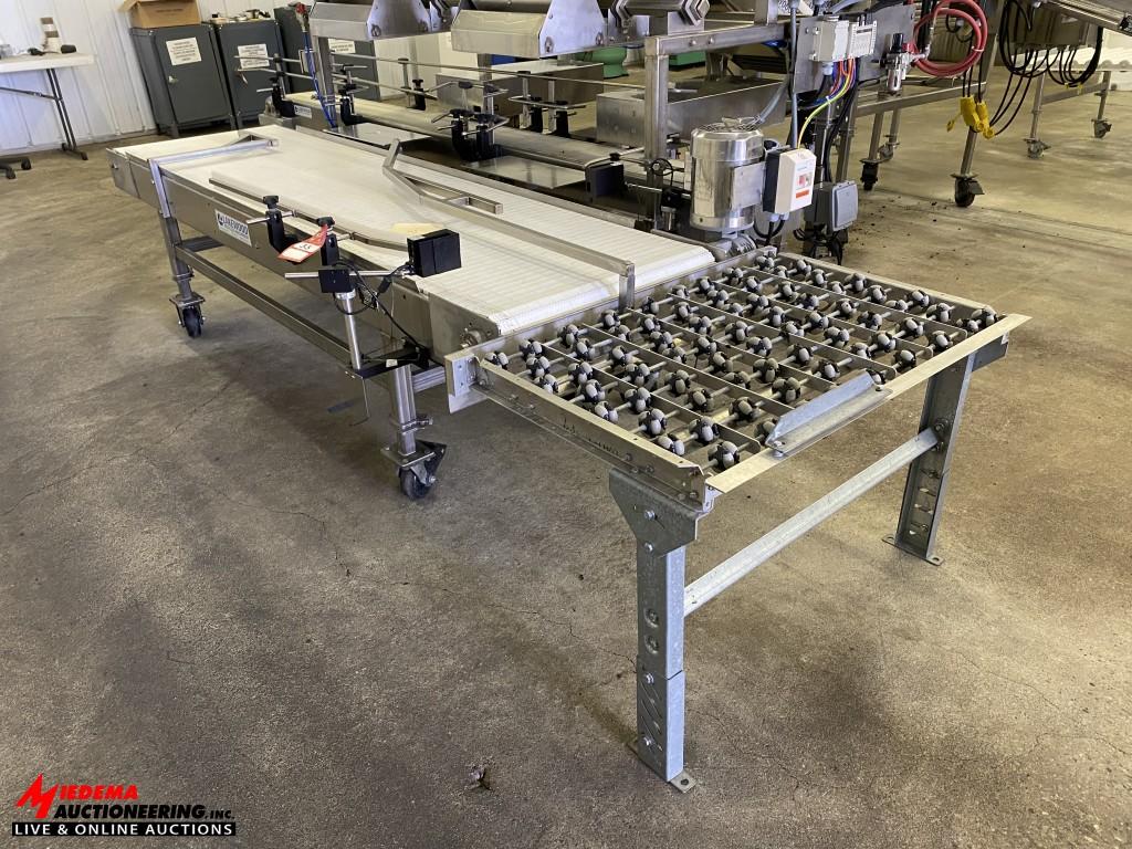 2014 LAKEWOOD 10326-02 PACK OFF TRANSFER CONVEYOR, 27'' X 102'' PLASTIC LINK BELT CONVEYOR, ADJUSTAB