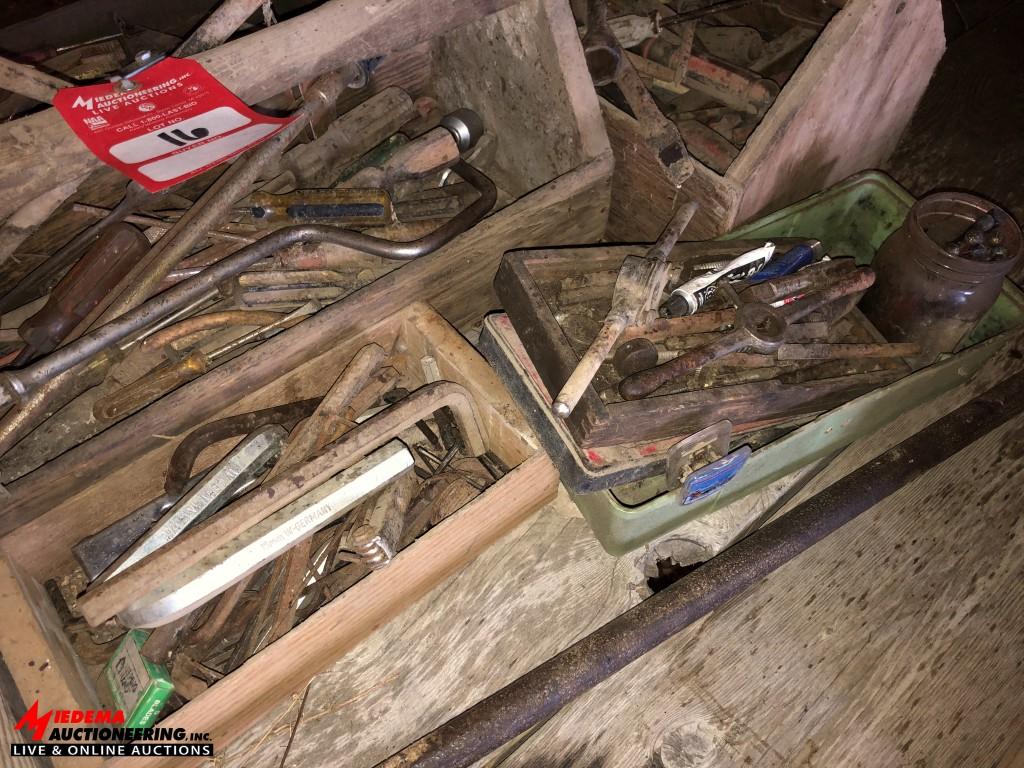 ASSORTED HAND TOOLS, TAP & DIES, ALLEN WRENCHES, AND MORE