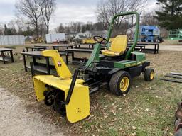 JOHN DEERE F935 FRONT MOUNT TRACTOR WITH 48'' SNOWBLOWER, DIESEL, HYDROSTATIC, REAR METAL COVER IS D