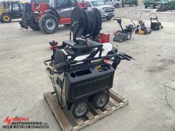 2014 LANDA HOT WATER POWER WASHER, DIESEL BURNER WITH 8-HP ELECTRIC MOTOR, HOSE REEL, 4 GPM @ 3000 P