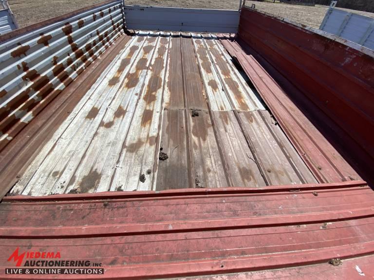 FLATBED WAGON WITH SIDES, BRADFORD 10-TON RUNNING GEAR, 14' X 8'