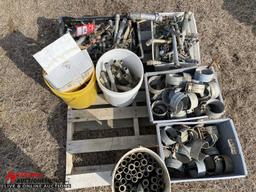 ASSORTED SPRINKLER PARTS, CLAMPS, SPRINKLERS, PRESSURE REGULATORS