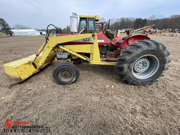 MASSEY FERGUSON 285, DIESEL, WITH LOADER, PTO, 1 HYD OUTLET, 16.4-26 REAR TIRES