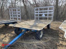 FLATBED WAGON WITH KILLBROS 1072 GEAR, EXTENDABLE TONGUE, 14' X 8'