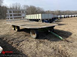 FLATBED WAGON WITH TANDEM REAR, JOHN DEERE 770 RUNNING GEAR, 17' X 10'