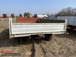 FLATBED WAGON WITH SIDES, HUSKEE T-10 RUNNING GEAR, 14' X 8'
