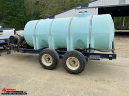 GUM TANDEM AXLE NURSE TANK, 1000-GALLON, BRIGGS & STRATTON 206CC ENGINE, MODEL# P2651025, S/N: 10138