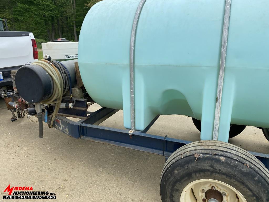 GUM TANDEM AXLE NURSE TANK, 1000-GALLON, BRIGGS & STRATTON 206CC ENGINE, MODEL# P2651025, S/N: 10138