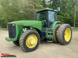 1995 JOHN DEERE 8200 TRACTOR, MFWD, 3-POINT, WITH QUICK HITCH, PTO, 4-REMOTES, POWER SHIFT, 18.4R42 