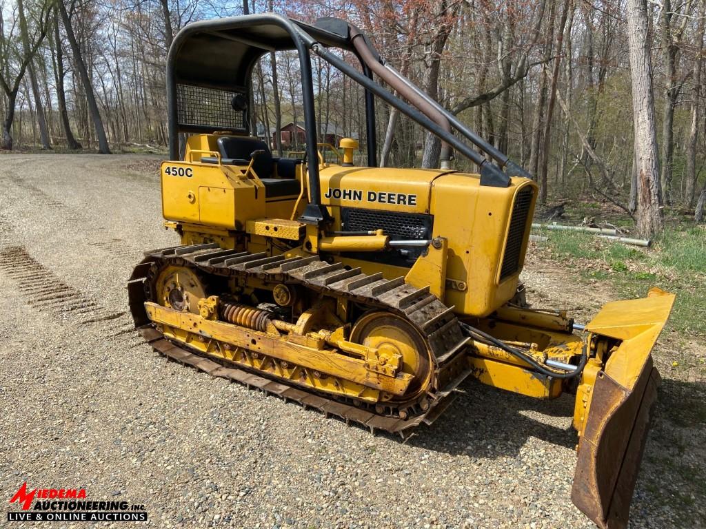 JOHN DEERE 450C DOZER, 6-WAY BLADE, OROPS WITH SWEEPS, 16'' TRACKS, 8429 HOURS SHOWING, S/N: 450CC26