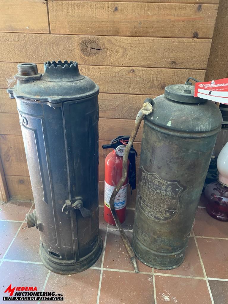 VINTAGE FIRE EXTINGUISHER & VINTAGE  HOT WATER HEATER