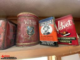 ASSORTED EMPTY TOBACCO COLLECTIBLE BOXES & TINS