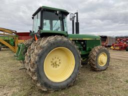 JOHN DEERE 4850 TRACTOR, 4WD, 3PT WITH QUICK HITCH, PTO, 2-REMOTES, 18.4R42 REAR DUALS, 16.9R28 FRON