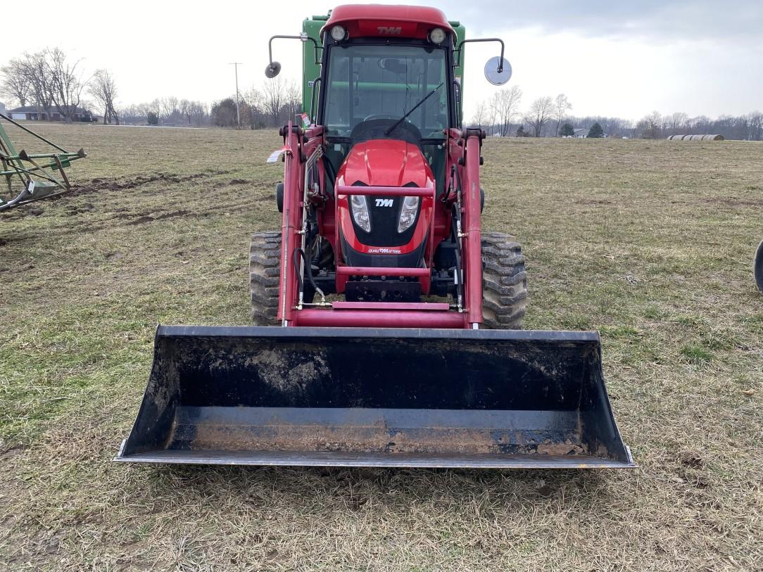 TYM T603 TRACTOR, TYM LT600 LOADER, CAB, MFWD, 3PT, 540 PTO, 2-HYD. OUTLETS, 16.9-24 REAR TIRES, 12X