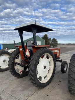HESSTON 466 FIAT TRACTOR, 3PT, PTO, 2-REMOTES, CANOPY, 11.2R48 REAR TIRES, 7669 HOURS SHOWING, S/N: 