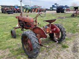 FARMALL MCCORMICK CUB TRACTOR, GAS ENGINE, PTO, WITH CULTIVATOR FRAME, 8-24 REAR TIRES, S/N: 178474