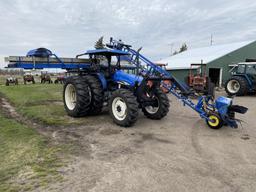 NEW HOLLAND TB110 TRACTOR, MFWD, LAKEWOOD CELERY HARVESTER, 18.4-38 REAR DUALS, 14.9-28 FRONT TIRES,