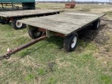 FLATBED WAGON, 18' X 8', J&M 10-TON GEAR, ROLL UP TARPS