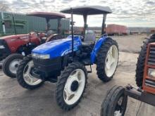 NEW HOLLAND 55 WORKMASTER TRACTOR, 4WD, 3PT, PTO, 2-REMOTES, CANOPY, 9.5-42 REAR TIRES, 7.2-30 FRONT