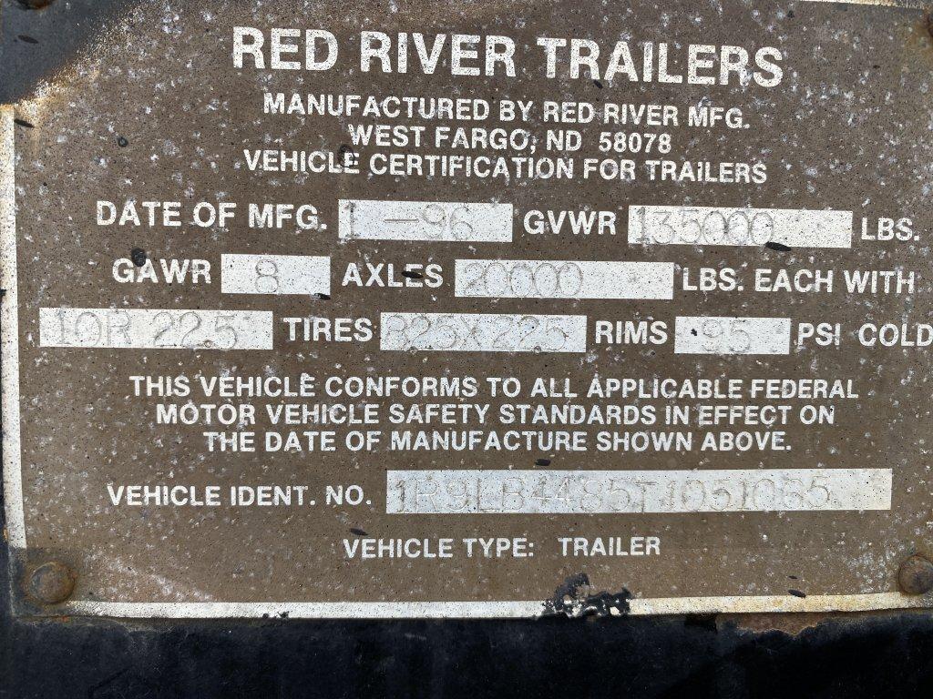 1996 RED RIVER 8-AXLE LIVE BOTTOM TRAILER, GVWR 135,000 LBS, APPROX. 45-TON CAPACITY, TARP, VIN: 1R9