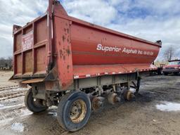 2004 J&J QUAD AXLE LEAD RUBBLE TUB, TRAILER ROLLED OVER, FRAME IS BENT, BOX APPEARS GOOD, MISSING MO