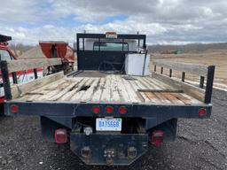 1991 INTERNATIONAL 4600 SINGLE AXLE STAKE TRUCK, DIESEL, 6-SPEED MANUAL TRANS, 14' X 8' WIDE BED, GV