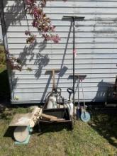 LAWN & GARDEN TOOLS INCLUDING SPRAYERS, PLANTERS AUGER, TRIMMERS, SCALE