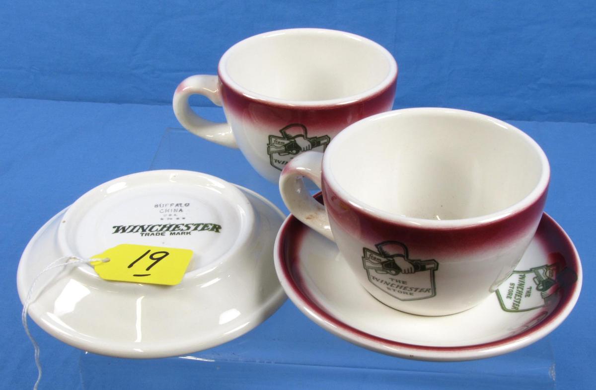 2 Cups & 2 Saucers; Buffalo China -the Winchester Store (w/the Logo Of The Winc. Store Line); W/ Wi