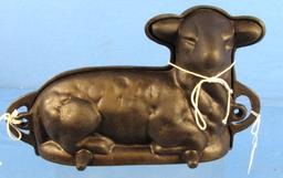 Lamb Mold; Cast Iron; Unmrkd.; 12 1/4in X 7 3/8in Tall; Back Over Front; Light Pitting Inside & Out